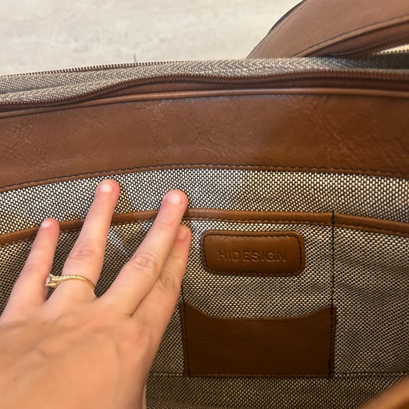Hidesign Leather Men's Brown Briefcase Laptop Crossbody Travel Business Satchel - Picture 9 of 16